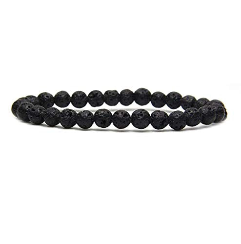 Angelstones Gemstones 6mm Round Beads Healing Crystal Bracelet for women | Natural Gemstone, Handmade Gifts for Women, Healing Crystal Round Beaded Stretch Bracelets, Unisex Jewelry for Women and Men - color: Lava