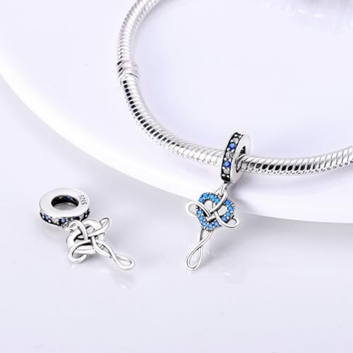 S925 Sterling Silver Cute Bead Charm for Pandora Bracelets and Necklaces | Lucky Clover Cute Animal Pink Bow Cherry Butterfly Pendant Bead Charms Jewelry Making Gifts for Women Valentines Mother's Day - style: Celtic Knot Dangle Charm