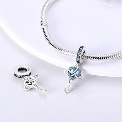S925 Sterling Silver Cute Bead Charm for Pandora Bracelets and Necklaces | Lucky Clover Cute Animal Pink Bow Cherry Butterfly Pendant Bead Charms Jewelry Making Gifts for Women Valentines Mother's Day - style: Celtic Knot Dangle Charm