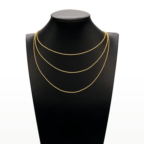 YOUBEIYEE 10 Pack 18K Gold Plated Bead Necklace Chains Bulk | Jewelry Making Chain for Women DIY - color: Gold Bead