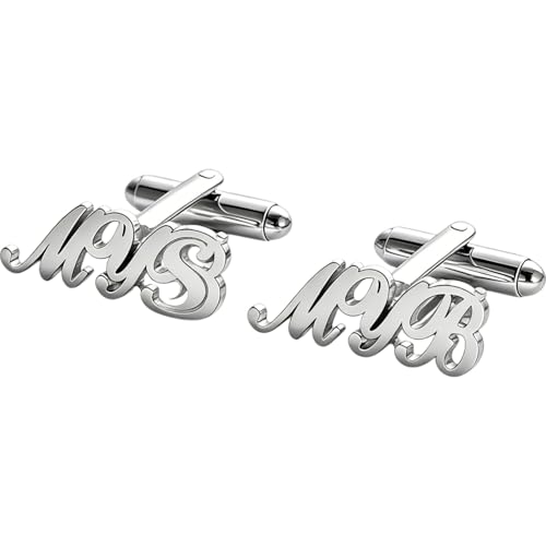 Custom Men’s Cufflinks - Personalized Cuff Links Initials/Names/Dates - 18K Gold Plated 304 Stainless Steel - Ideal Father’s Day & Christmas Gift for Men - style: Style 5