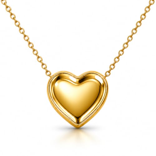 Rich London 18K Rose Gold Plated 2-in-1 Clover Heart Pendant Necklace for Women | Elegant Crystal Charm Jewellery - color: Gold Heart