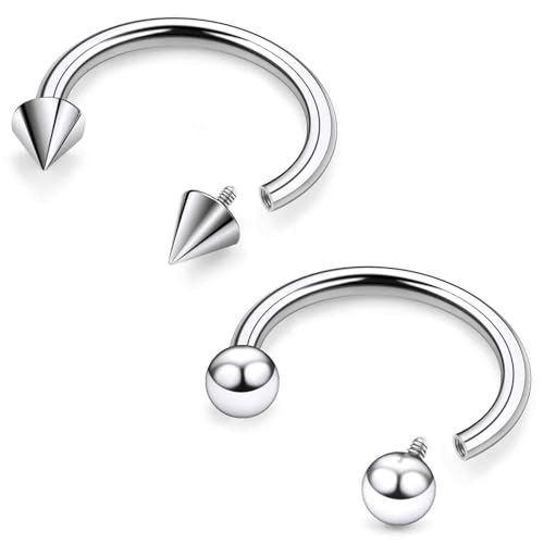 ASTM F136 Titanium 20/18/16/14/12/8/6/4/2g Internally Threaded Horseshoe Nose Septum Ring Gauge Earrings Lip Rings Prince Albert Jewelry Hoop Piercings for Women Men - size: 16g*12mm