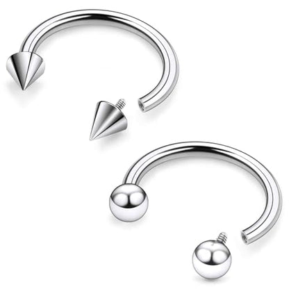 ASTM F136 Titanium 20/18/16/14/12/8/6/4/2g Internally Threaded Horseshoe Nose Septum Ring Gauge Earrings Lip Rings Prince Albert Jewelry Hoop Piercings for Women Men - size: 16g*12mm