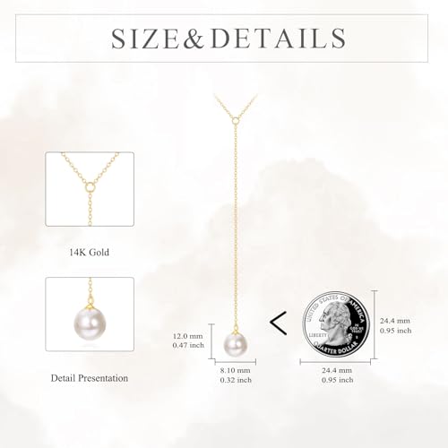 KECHO 14k Gold Pearl Necklace for Women, Freshwater Pearl Pendant Jewelry Wedding Anniversary Birthday Gifts for Her - style: D-Y Lariat Pearl Necklace