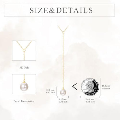 KECHO 14k Gold Pearl Necklace for Women, Freshwater Pearl Pendant Jewelry Wedding Anniversary Birthday Gifts for Her - style: D-Y Lariat Pearl Necklace