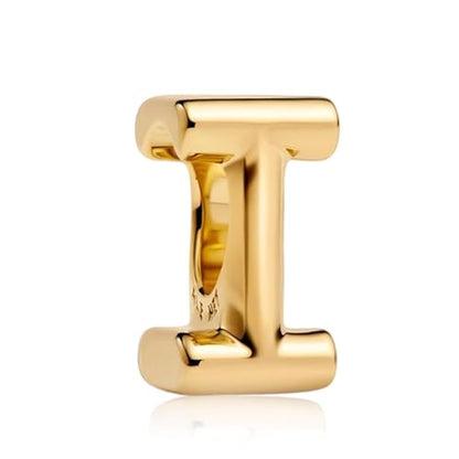 S925 A-Z Bead Charms,Initial Letter Alphabet, 14K Gold Plated, for Bracelet Necklace, Gift for Mothers Nurses Day Graduation Birthday Anniversary, for Girlfriend Family Friend, for Pandora - style: I