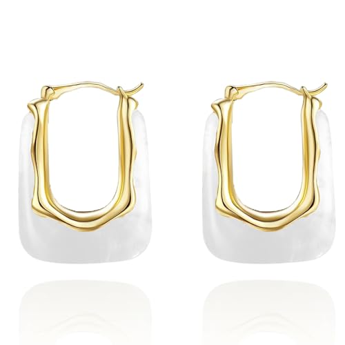 Acrylic Hoop Earrings for Women Gold Chunky Statement Huggie Earrings Clear Green Resin Drop Earring Minimalist Trendy Jewelry Gift - color: clear hoop
