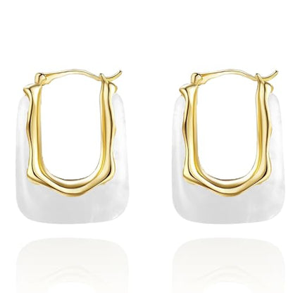 Acrylic Hoop Earrings for Women Gold Chunky Statement Huggie Earrings Clear Green Resin Drop Earring Minimalist Trendy Jewelry Gift - color: clear hoop
