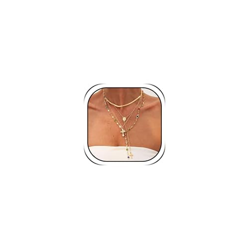 Cross Necklace for Women Gold Layered Long Cross Pendant Necklace Pearl Lariat Statement Necklaces Christian Gifts - color: A1:gold