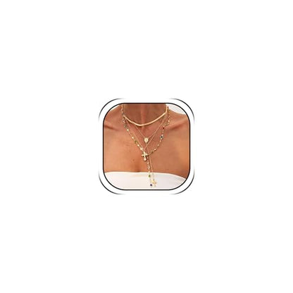 Cross Necklace for Women Gold Layered Long Cross Pendant Necklace Pearl Lariat Statement Necklaces Christian Gifts - color: A1:gold