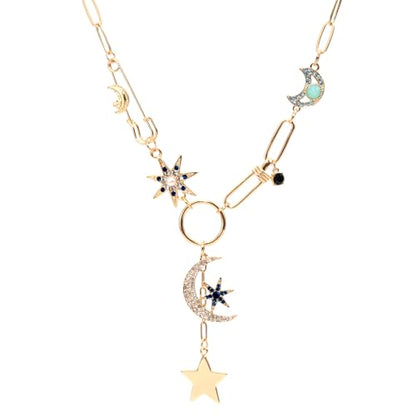 ORIGENCE Sun Heart Necklace for Women 18K Gold Plated Heart Pendant Necklace Chunky Chain Choker Necklaces Hip Hop Charm Necklaces Trendy Unisex Jewelry - style: MCharm-Gold