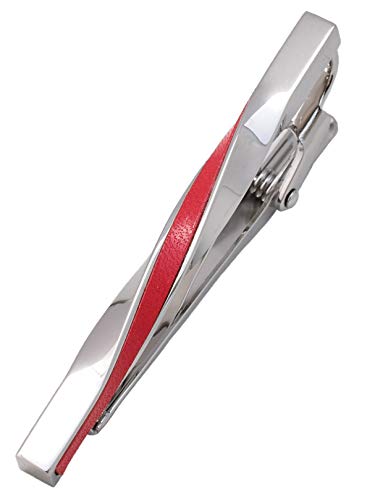 [TAVARAT] Tie Clip Tie Clips for Men Genuine Leather Silver Tie Bar Tie Pin Tps-078 - style: pink