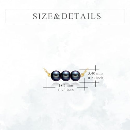 KECHO 14K Real Gold Beads Pendant Necklace Solid Yellow Gold Jewelry Anniversary Birthday Gifts for Women - color: Black Pearl 3