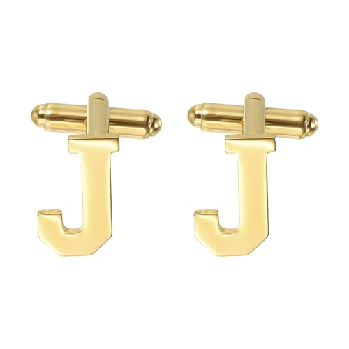 PATIKIL Initial Cufflinks, Classic Alphabet Stainless Steel Men Cuff Links 26 Letters A-Z with Box for Men Father Husband Weddings Gift Business Birthday - style: Letter J