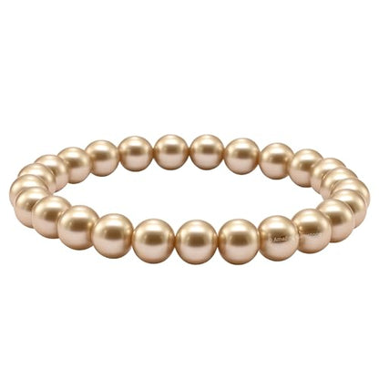 Amazing Gemstone Champagne Pearl Bracelet for Women Men's Gifts | Protection Healing Crystal Bracelet - 8mm Beaded Stretchable Bracelet Stocking Stuffers Mothers Day Gift - color: Champagne Pearl