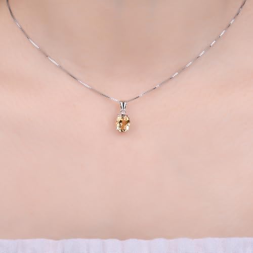 JewelryPalace Natural Gemstone Garnet Peridot Amethyst Citrine Blue Topaz Birthstone Solitaire Pendant Necklace Jewelry Set, 14k Gold Plated 925 Sterling Silver Necklaces for Women, 18 Inch Box chain - color: D-Brass-Crystal