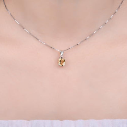 JewelryPalace Natural Gemstone Garnet Peridot Amethyst Citrine Blue Topaz Birthstone Solitaire Pendant Necklace Jewelry Set, 14k Gold Plated 925 Sterling Silver Necklaces for Women, 18 Inch Box chain - color: D-Brass-Crystal