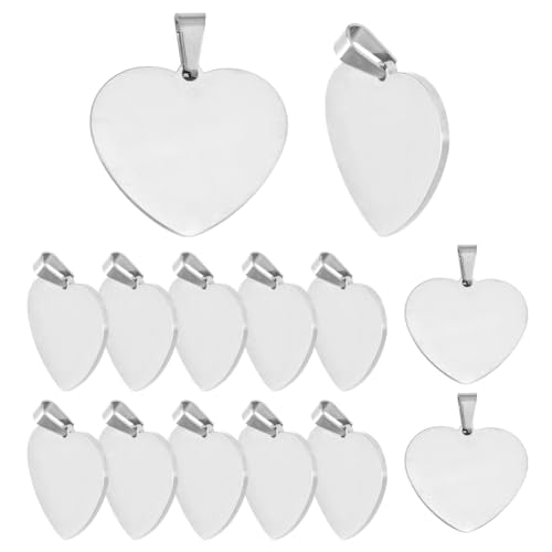 Blanks Metal Charms Stainless Steel Engraving Blanks 1" Circle Blank Pendant Stamping Tags With Hole for Necklace Pet Collar ID Name Tags Jewelry Making - color: Silver Heart