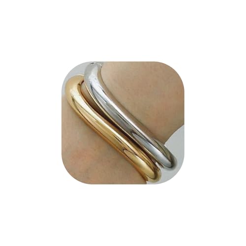 Gold/Silver Cuff Bangle Bracelets For Women Chunky Waterdrop Twisted Hinged Bangle Bracelets Minimalist Arm Cuff Bracelet Jewelry Gifts - color: 13Gold+Silver