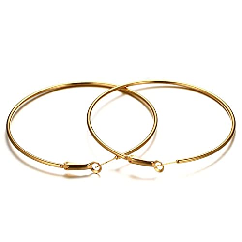 Large Hoop Earrings for Women 4 Pairs Stainless Steel Gold and Silver Hoop Earrings Set Lightweight Hypoallergenic Big Hoop Jewelry for Everyday Party and Gifts 40mm 70mm - color: Gold-50mm
