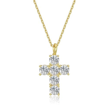 NUZON Sunburst Heart / 2-Tone Interlocking/CZ Evil Eye/Single Pearl/Love Heart Pendant Necklace for Women 14K Gold Chain Necklace Chunky Statement Jewelry - color: CZ Cross