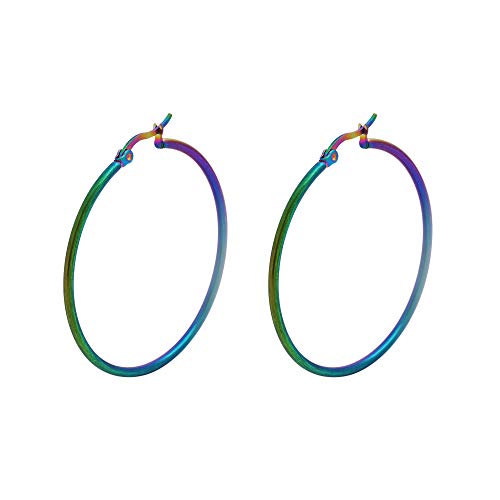 Rounded Hoops Earrings (20mm-60mm Diameter) - color: Rainbow 40mm