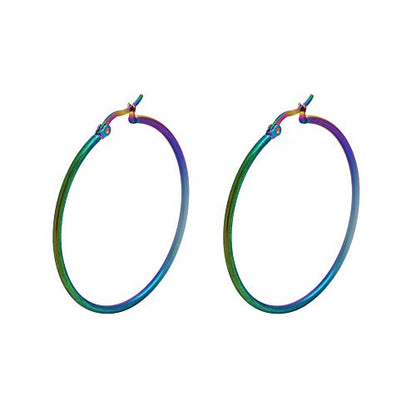 Rounded Hoops Earrings (20mm-60mm Diameter) - color: Rainbow 40mm