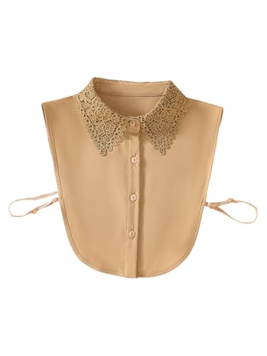 Verdusa Women's Fake Collar Detachable Dickey Collar Half Shirts Blouse - color: Coffee Brown