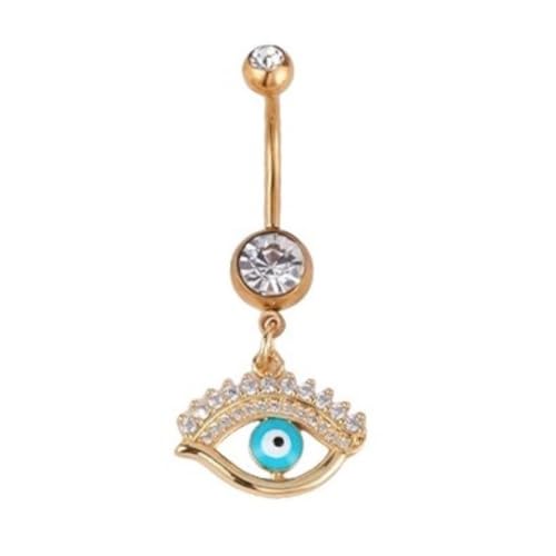 14G Blue CZ Evil Eye Sun Heart Dangle Belly Button Rings for Women 14K Gold Plated Surgical Steel Belly Navel Barbell Enamel Starry Sky Colorful Crystal Dangling Navel Rings Belly Piercing Jewelry - style: Style2