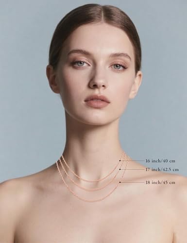 S925 Sterling Silver Chain Necklace for Women, 18 inch Adjustable, Classic, Fashionable, Versatile, Unique Safety Buckle Design, Silver Necklace Gift - color: Rose gold