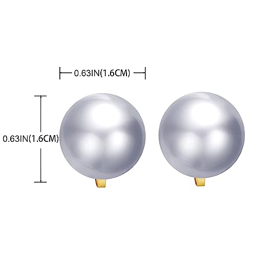 YOQUCOL Simulated Freshwater Pearl Clip On Earrings Not Pierced Elegant Stud Jewelry For Women - color: 16MM-Metallic Grey
