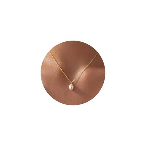 Pearl Necklaces for Women, 18K Gold Plated Dainty Simple Pendant Necklace | Elegant Birthday Bridesmaid Wedding Gifts for Women