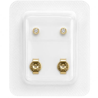 Caflon April Birthstone Stud Earrings - 12 Pairs Clear Crystal Studs, 3/4/5mm | Surgical Steel Starter & Piercing Studs, Sterilized & Individually Sealed | Hypoallergenic Nickel-Safe for Newly Pierced & Sensitive Ears - color: 24K Gold Plated, size: 3mm