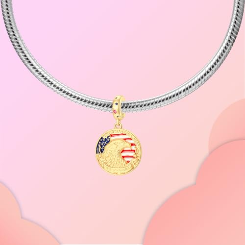 LUXILLA Love You Best Friend Grandma Wife Heart Charm 925 Sterling Silver Charms Fit for Bracelets Necklace Jewelry Gift for Women - color: Eagle 250th Anniversary Charm