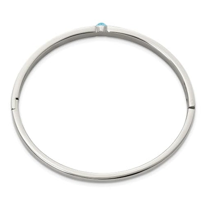 Chisel Blue Crystal Hinged Bangle in Stainless Steel, 6mm