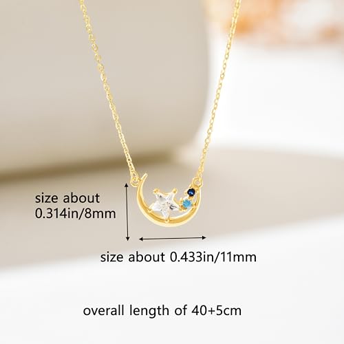925 Sterling Silver Crescent Moon Necklace for Women | Crescent Choker Necklace 14K Gold Plated Dainty Half Moon Pendant Necklace for Mother Daughter Wedding Jewelry Gift - color: Gold-2