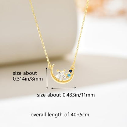 925 Sterling Silver Crescent Moon Necklace for Women | Crescent Choker Necklace 14K Gold Plated Dainty Half Moon Pendant Necklace for Mother Daughter Wedding Jewelry Gift - color: Gold-2