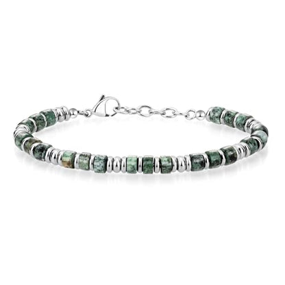 SIUMAL Mens Bracelet, Boho Stainless Steel Bracelets for Men, Beaded Bracelets, Jewelry Gifts for Husband, Father, Friends - color: Forest Green