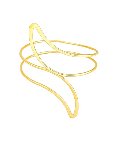 Minimalist Gold Arm Cuff Bracelet Upper Arm Band Cuff Bangle for Women Adjustable Armband Set 6 Pieces - color: 6pc B