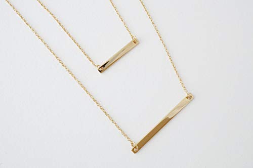 Honeycat Double Layered Bar Necklace in Gold, Rose Gold, and Silver | Minimalist, Delicate Jewelry - color: Gold