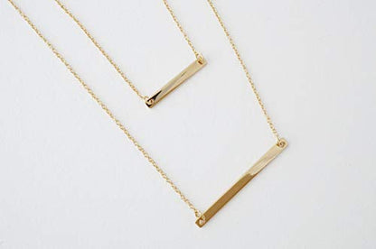 Honeycat Double Layered Bar Necklace in Gold, Rose Gold, and Silver | Minimalist, Delicate Jewelry - color: Gold