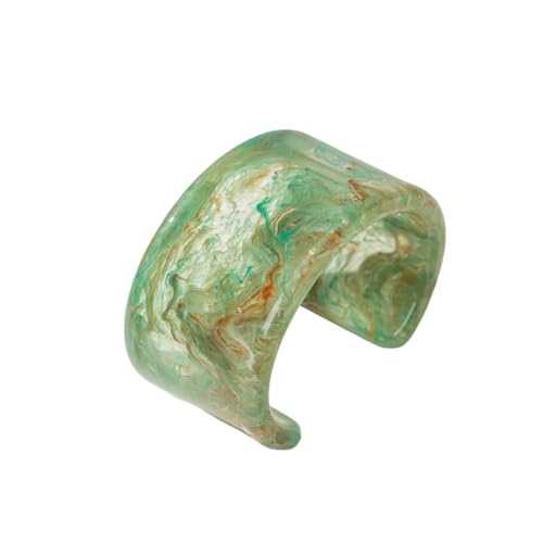 Colorful Acrylic Resin Open Bracelet Geometric Simple Transparent Tortoiseshell Acetate Plate Cuff Bangle Lightweight Chunky Thick Thin Wide Face Plastic Bracelet for Women Jewelry - color: A green