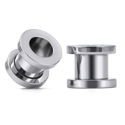 TBOSEN Precise Dimensions Stainless Steel Set Double|Single Flare Tunnel Screw Gauge Ear Expander Stretching Kit Piercing Mixed Size - color: Silver-Screw Fit, size: 9mm