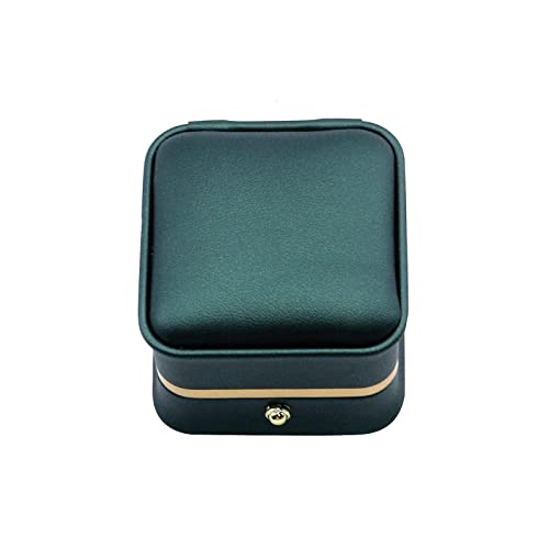 MY MIRONEY PU Leather Ring Box, Blackish Green | Jewelry Gift Case Ring Storage Case for Proposal, Engagement, Wedding (2.28" x 2.28" x 1.97") - style: Ring Box(Type A); Blackish Green