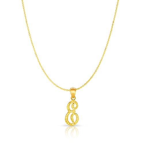 Floreo 10K Yellow Gold Charm Pendant Letter A-Z Personalized Alphabet Initial Name with optional 18 Inch Necklace - style: E