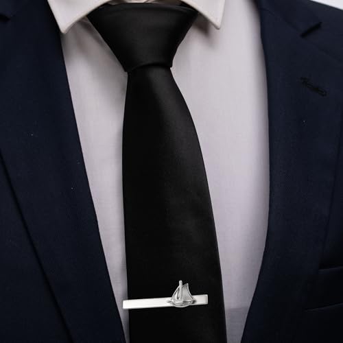 HAWSON Tie Clips for Men Unique,Fun Animal/Musical/Nautical Tie Clip,Novelty Personalized Mens Tie Bar,Accessories Business Wedding Gifts - style: Sailboat
