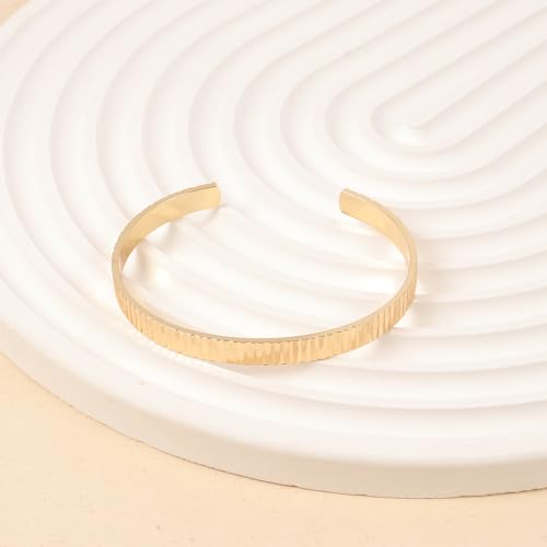 AOZEL Gold Bangle Cuff Bracelets for Women Trendy Chunky Adjustable Twist Love Textured Bracelet Jewelry Gifts - color: Gold Textured