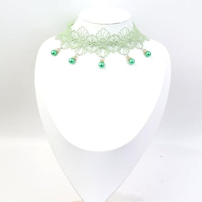 Pink Lace Choker Necklace Set, 10 Pieces - color: Green