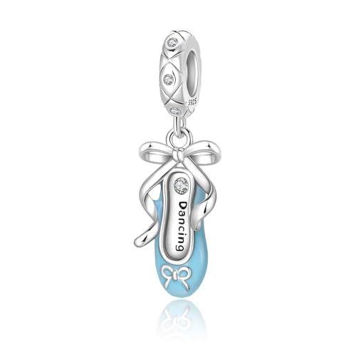 925 Sterling Silver Bead Charm for Pandora Bracelets and Necklaces,Pink Bow Cherry Butterfly Blue Ocean Pendant Bead Charms Jewelry Present Valentines Gifts for Wife/Girlfriend Women - style: Blue Ballet Shoe Charm